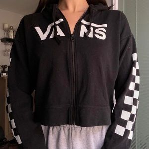Vans black cropped zip up hoodie